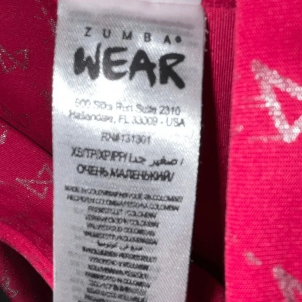 Zumba‎ Wear Girls Pink Silver Metallic Geometric Xspicy Cropped Leggings Size XS